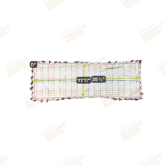 Handwoven Table Runner Linen Plaid Centerpiece Fringe Edges 11x35" Vintage White - Picture 4 of 4